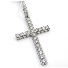 14k White Gold Large Diamond Prong Cross 3.36ct