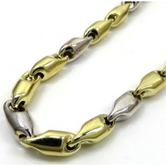 10k Two Tone Gold Alternating Bullet Chain 30 Inch 