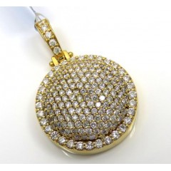 14k Yellow Gold Fully Iced Out Circle Pendant 2.68ct