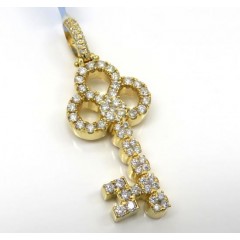 14k Yellow Gold Medium Diamond Key Pendant 1.44ct
