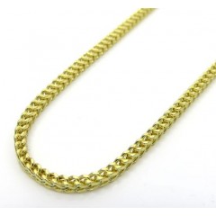 10k Yellow Gold Hollow Skinny Franco Link Chain 18-26 Inch 1.8mm
