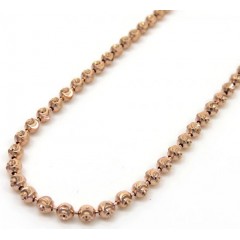 10k Rose Gold Moon Cut Bead Link Chain 20-26 Inch 2mm