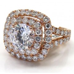 Ladies 14k Rose Yellow Or White Gold Diamond Square Halo Engagement Ring 1.94ct