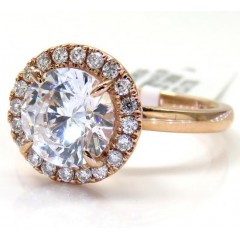 14k Rose Gold Round Diamond Halo Semi Mount Ring 0.19ct 