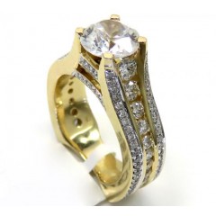 Ladies 14k Yellow Gold Round White Diamond Semi Mount Ring 1.57ct