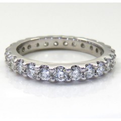 14k White Gold Single Row Eternity 5 Pointer Diamond Wedding Band 1.30ct