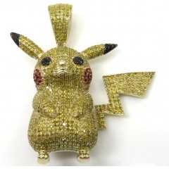 10k Yellow Gold Canary Diamond Pikachu Pendant 2.00ct