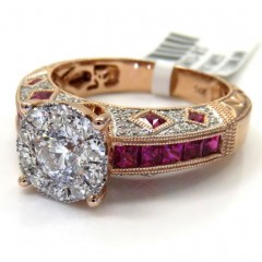 14k Rose Gold Ruby And Diamond Engagement Ring 1.87ct