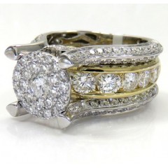 14k White And Yellow Gold Diamond Engagement Ring 4.56ct