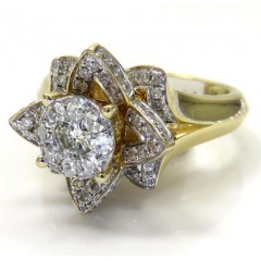 14k Yellow Gold Flower Cluster Diamond Engagement Ring 0.94ct