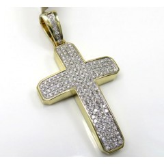 10k Yellow Gold 4x4 Solid Frame Diamond Cross 1.46ct