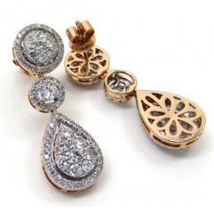 14k Rose Gold Cluster Diamond Tear Drop Earrings 1.97ct