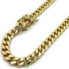10k Yellow Gold Hollow Boxed Lock Miami Chain 22-28 Inch 5.5mm