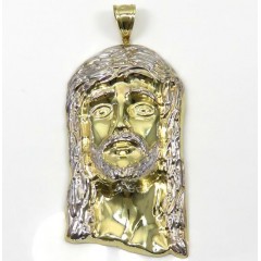 10k Yellow Gold Two Tone Large Jesus Piece Pendant 