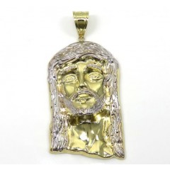 10k Yellow Gold Two Tone Medium Jesus Piece Pendant 