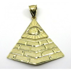 10k Yellow Gold All Seeing Eye Pyramid Pendant 