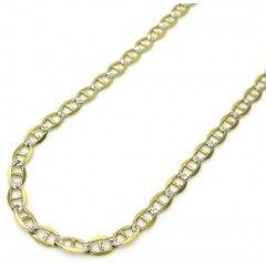 10k Yellow Gold Two Tone Diamond Cut Mariner Chain 16-24 Inch 2mm 