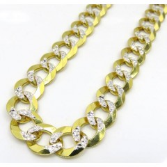 14k Yellow Gold Diamond Cut Thick Cuban Chain 18-26 Inch 9.6mm 