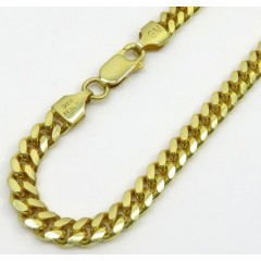 925 Yellow Sterling Silver Miami Link Bracelet 8.75 Inch 5mm