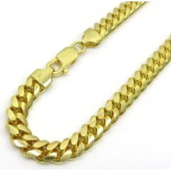 925 Yellow Sterling Silver Miami Link Bracelet 8.50 Inch 6.5mm