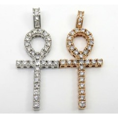 14k Yellow White Or Rose Gold Large Cut  Diamond Ankh Cross 2.50ct