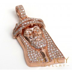 14k Rose Yellow Or White Gold Medium Diamond Jesus Piece Pendant 2.25ct