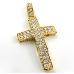 14k Gold 2x2 Solid Full Cut Diamond Small Cross 1.15ct