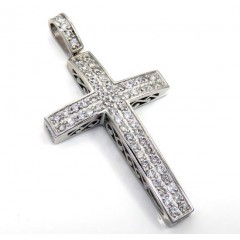 14k Gold 2x2 Solid Full Cut Diamond Medium Cross 2.00ct