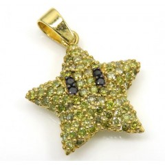 14k Yellow Gold Diamond Mario Star Pendant 1.20ct