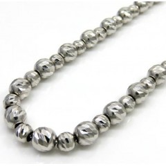 14k White Gold Diamond Cut Bead Chain 16 Inch 5mm