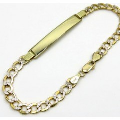 10k Yellow Gold Diamond Cut Cuban Id Bracelet 8 Inch 5mm 