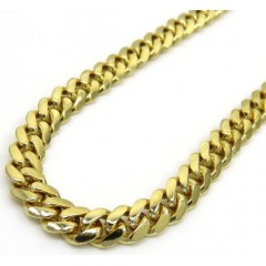 14k Yellow Gold Solid Miami Link Chain 22-26 Inches 5mm