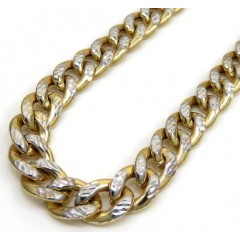 10k Yellow Gold Reversible Two Tone Miami Chain 20-26