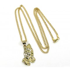 10k Yellow Gold Small Praying Hands Pendant 18-24