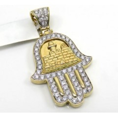 14k Yellow Gold Vs Diamond Hamsa Pendant 1.61ct