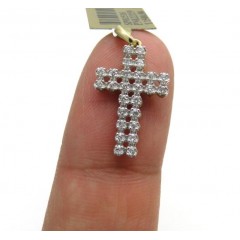 10k Yellow Gold 2 Row Diamond Micro Cross 0.25ct