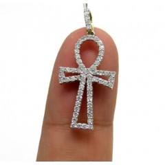 10k Yellow Gold Small Outlined Diamond Ankh Cross 0.63ct
