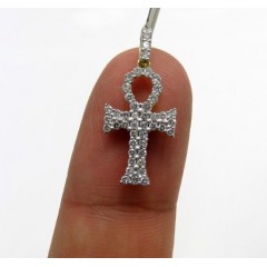 10k Yellow Gold Small Diamond Ankh Cross 0.49ct