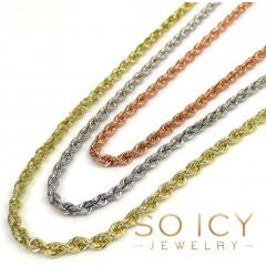 14k Yellow White Or Rose Gold Solid Diamond Cut Rope Chain 16-24 Inch 2.5mm