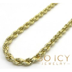 14k Yellow Gold Solid Diamond Cut Rope Chain 18-30 Inch 3mm