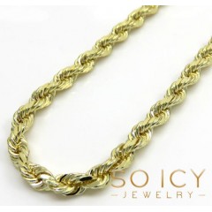 14k Yellow Gold Solid Diamond Cut Rope Chain 20-24 Inch 3.2mm