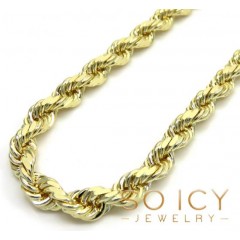 14k Yellow Gold Solid Diamond Cut Rope Chain 18-30 Inch 5mm