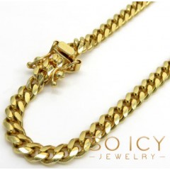14k Yellow Gold Solid Miami Link Chain 22-24 Inch 4mm