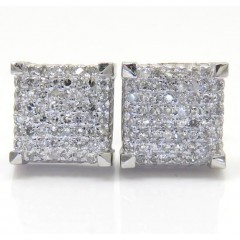 10k White Gold Diamond 7.50mm Cube Earrings 0.35ct 