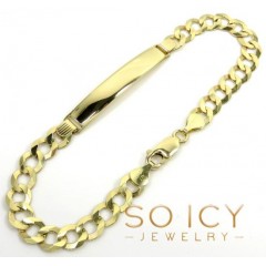 10k Yellow Gold Solid Cuban Id Bracelet 8.75 Inch 7mm 