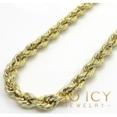14k Yellow Gold Hollow Smooth Rope Chain 16-26 Inch 3.50mm