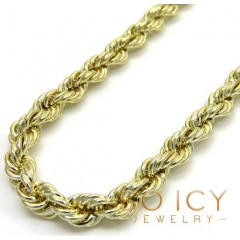 14k Yellow Gold Hollow Smooth Rope Chain 18-28 Inch 4mm