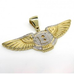 14k Yellow Gold Diamond Flying B Wing Pendant 0.61ct