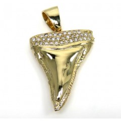 14k Yellow Gold Diamond Shark Tooth Pendant 1.10ct