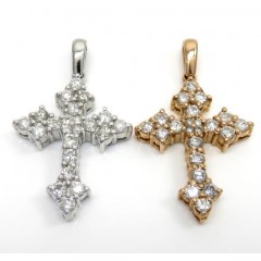 14k White Or Rose Gold Small Royal Diamond Cross 1.30ct 